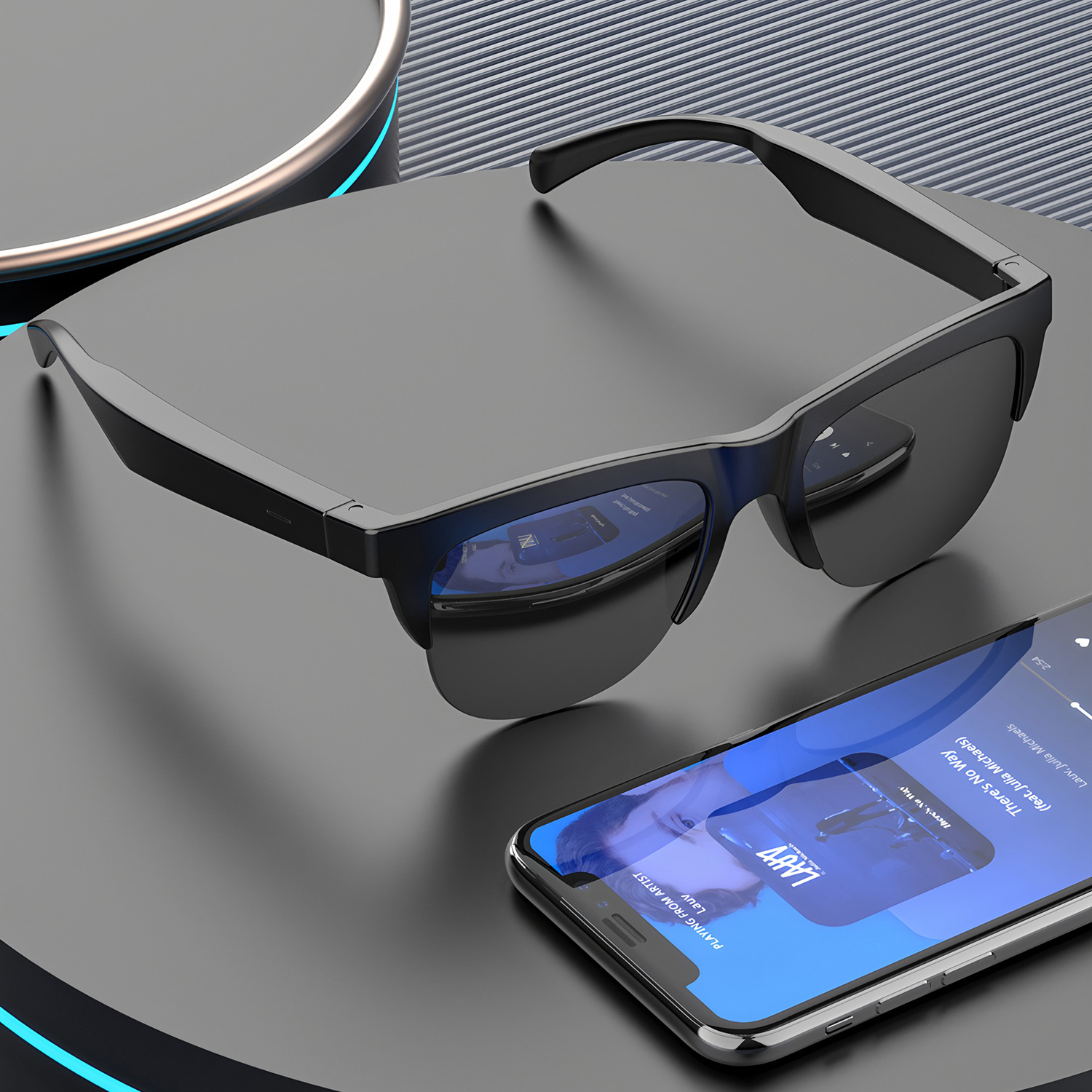 Bluetooth Headset On Ear - スマートオーディオサングラス、Bluetooth V5.4、ワイヤレス通話機能付きヘッドホングラス、アウトドアスポーツ用、Hi-Fiヘッドセット、紫外線カット、ファッションメガネ。