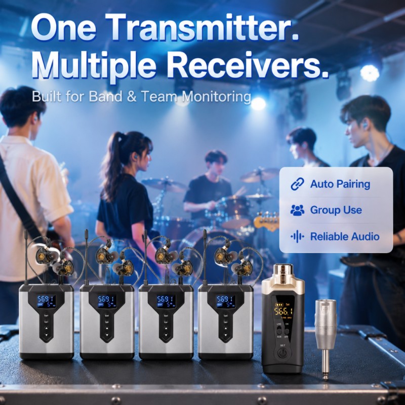 ワイヤレスIEMシステム：送信機1台、受信機4台。UHF方式 - In Ear Monitor Iem のレビューと価格